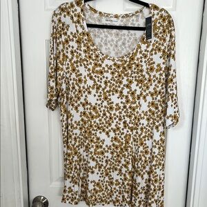 Lane Bryant Gold and White Relaxed Blouse